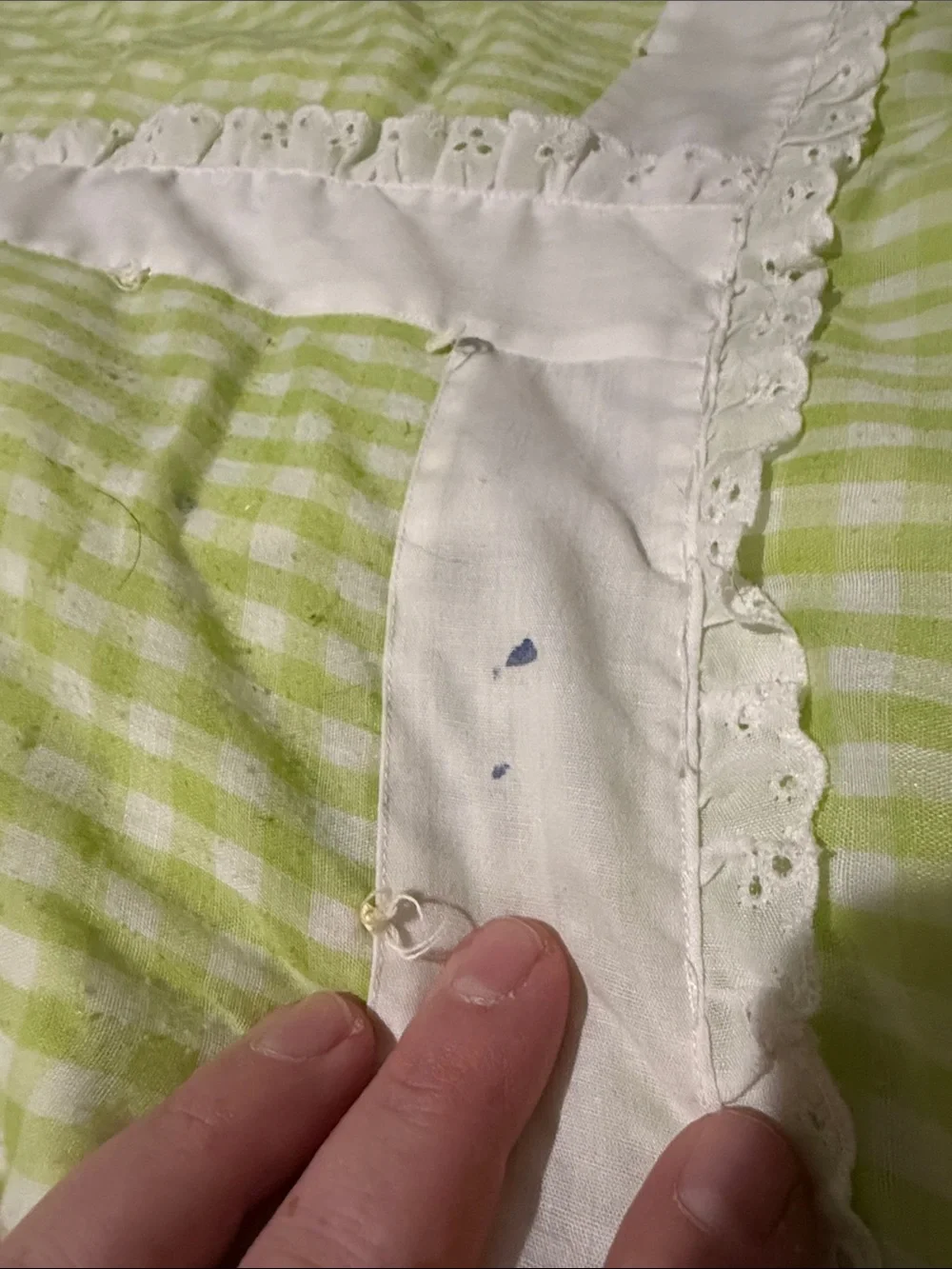 Light Green Gingham Decorative Quilted Throw